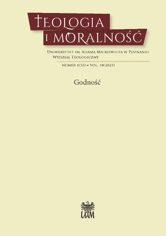 Okładka czasopisma Teologia i Moralność, tom 18, nr 1(33), rok 2023, tytuł Godność