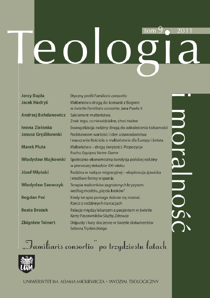 Okładka czasopisma Teologia i Moralność, tom 6, nr 1(9), rok 2011, tytuł "Familiaris consortio" po trzydziestu latach
