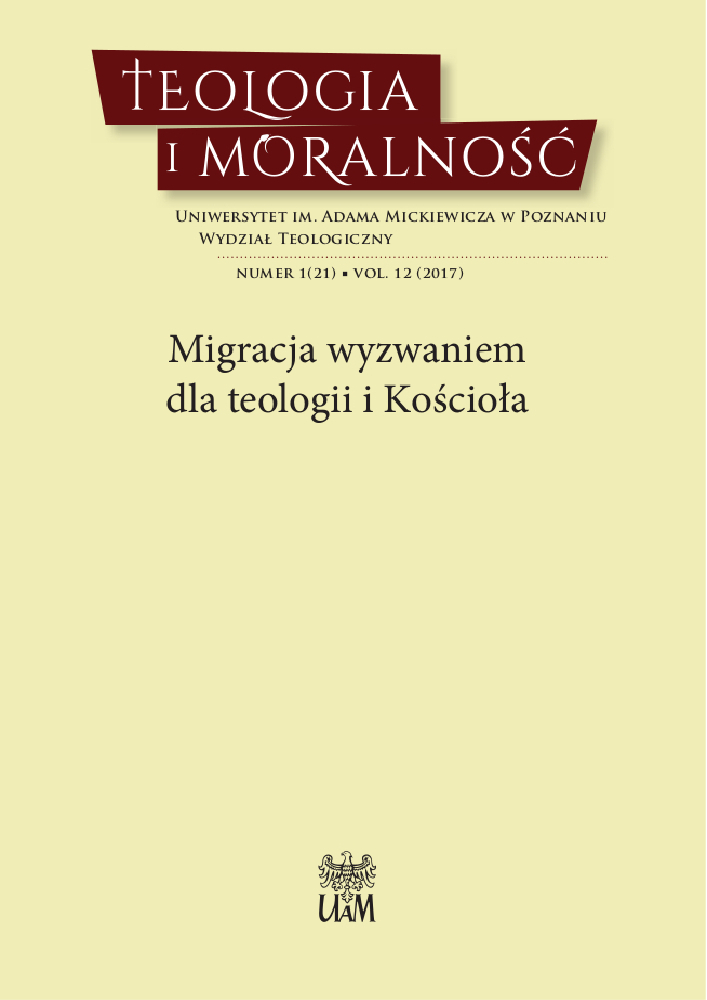 Okładka czasopisma Teologia i Moralność, tom 12, nr 1(21), rok 2017, tytuł Migracja wyzwaniem dla teologii i Kościoła