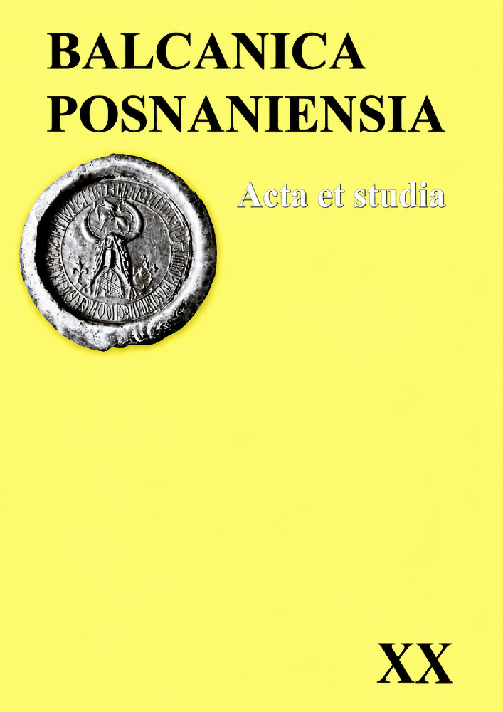 Journal cover Balcanica Posnaniensia. Acta et studia, volume 20, year 2013