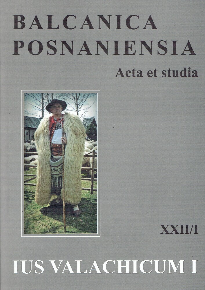Journal cover Balcanica Posnaniensia. Acta et studia, volume 22, no. 1, year 2015