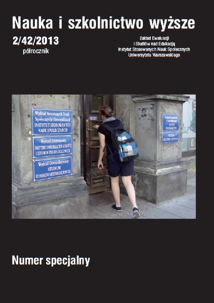 Okładka czasopisma Nauka i Szkolnictwo Wyższe, nr 2(42), rok 2013, tytuł Numer specjalny dedykowany prof. dr. hab. Ireneuszowi Białeckiemu
