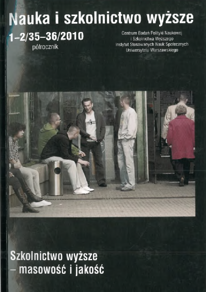 Okładka czasopisma Nauka i Szkolnictwo Wyższe, nr 1-2(35-36), rok 2010, tytuł Szkolnictwo wyższe - masowość i jakość