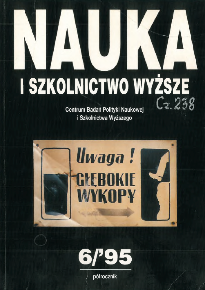 Okładka czasopisma Nauka i Szkolnictwo Wyższe, nr 2(6), rok 1995, tytuł Środowisko akademickie - nauczyciele i studenci