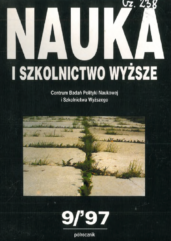 Okładka czasopisma Nauka i Szkolnictwo Wyższe, nr 1(9), rok 1997