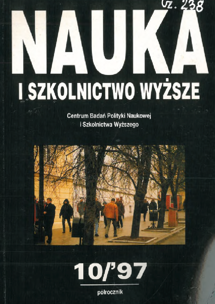 Okładka czasopisma Nauka i Szkolnictwo Wyższe, nr 2(10), rok 1997, tytuł Przyszłość i teraźniejszość społeczności akademickiej