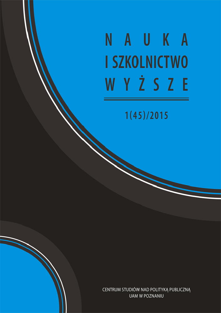 Okładka czasopisma Nauka i Szkolnictwo Wyższe, nr 1(45), rok 2015