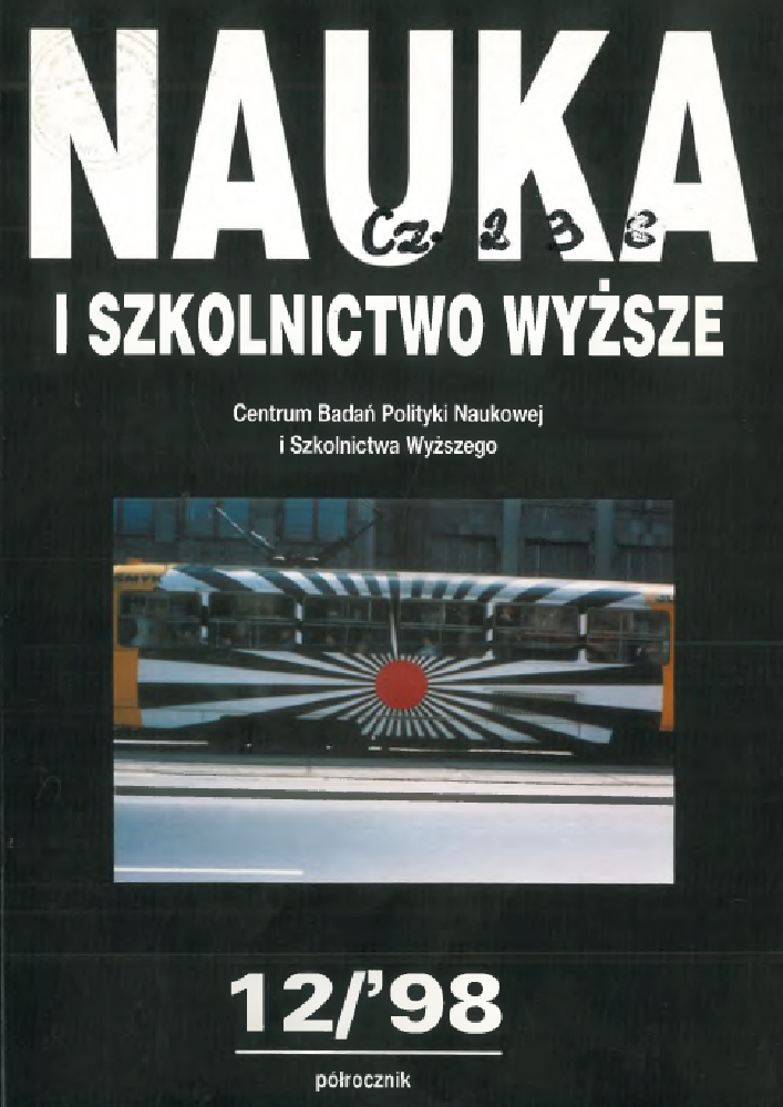 Okładka czasopisma Nauka i Szkolnictwo Wyższe, nr 2(12), rok 1998, tytuł Kierunki przemian w szkolnictwie wyższym