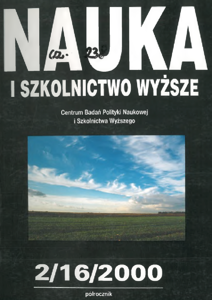 Okładka czasopisma Nauka i Szkolnictwo Wyższe, nr 2(16), rok 2000, tytuł Misja i strategia uczelni