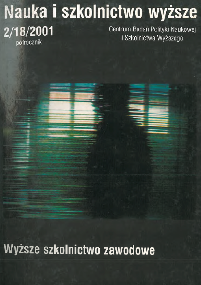 Okładka czasopisma Nauka i Szkolnictwo Wyższe, nr 2(18), rok 2001, tytuł Wyższe szkolnictwo zawodowe