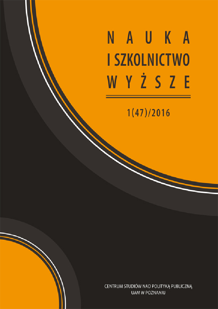Okładka czasopisma Nauka i Szkolnictwo Wyższe, nr 1(47), rok 2016
