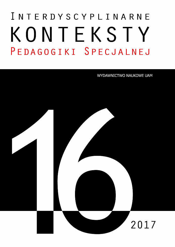 Okładka czasopisma Interdyscyplinarne Konteksty Pedagogiki Specjalnej, nr 16, rok 2017