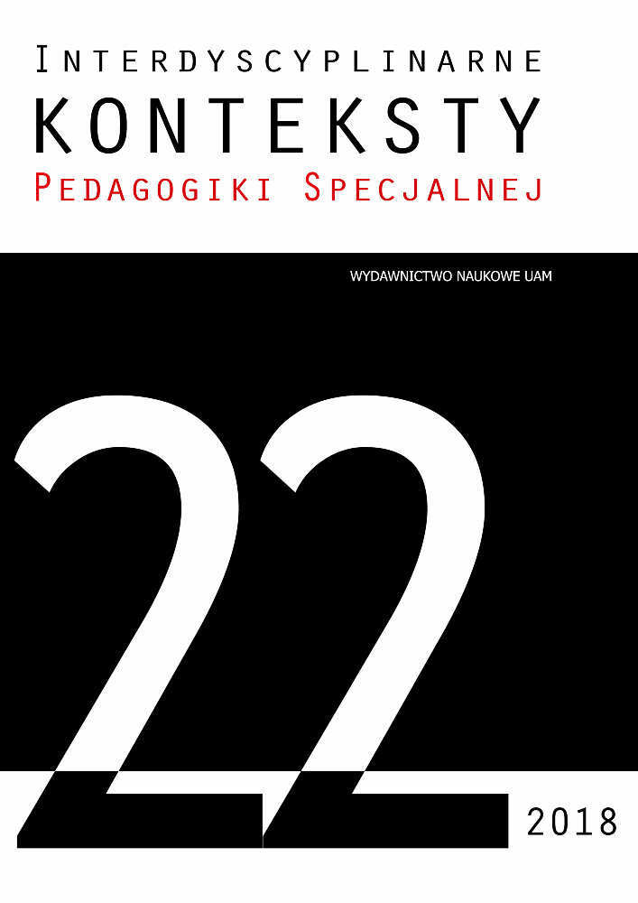 Okładka czasopisma Interdyscyplinarne Konteksty Pedagogiki Specjalnej, nr 22, rok 2018