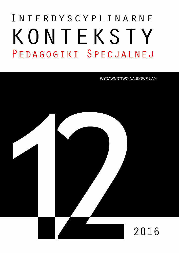 Okładka czasopisma Interdyscyplinarne Konteksty Pedagogiki Specjalnej, nr 12, rok 2016
