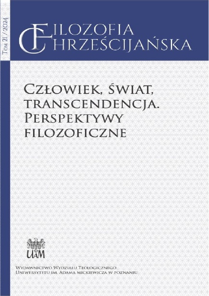 Journal cover Filozofia Chrześcijańska, volume 21, year 2024, title Man, the world, and transcendence. Philosophical perspectives