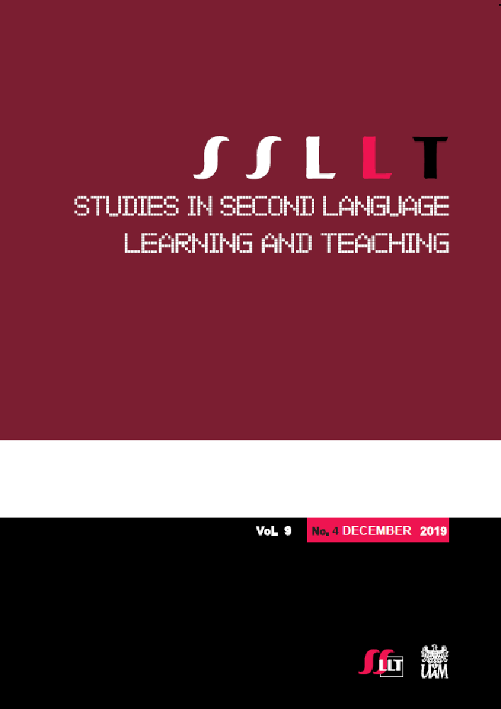 Journal cover Studies in Second Language Learning and Teaching, volume 9, no. 4, year 2019