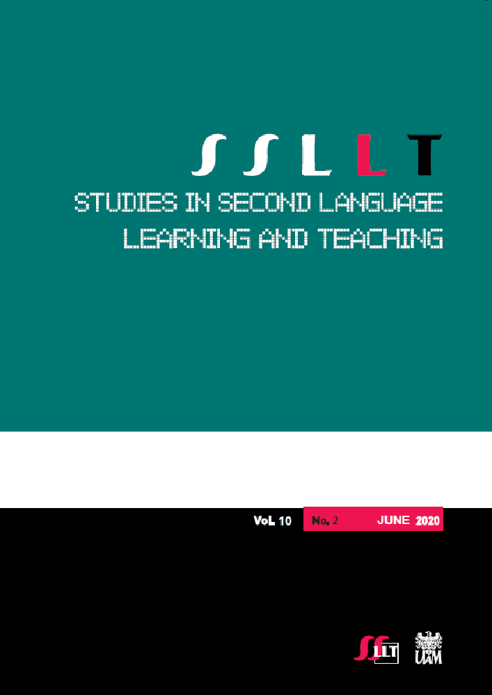 Journal cover Studies in Second Language Learning and Teaching, volume 10, no. 2, year 2020