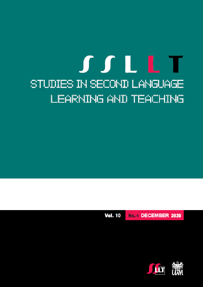 Journal cover Studies in Second Language Learning and Teaching, volume 10, no. 4, year 2020