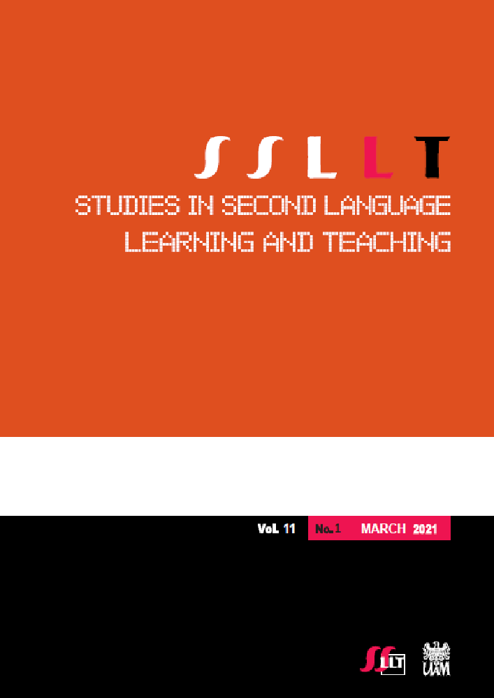 Journal cover Studies in Second Language Learning and Teaching, volume 11, no. 1, year 2021