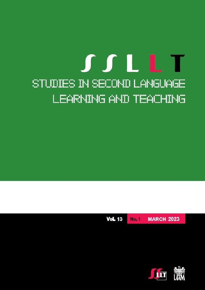 Journal cover Studies in Second Language Learning and Teaching, volume 13, no. 1, year 2023