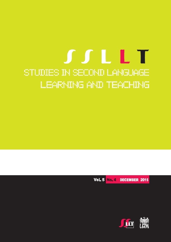 Journal cover Studies in Second Language Learning and Teaching, volume 5, no. 4, year 2015