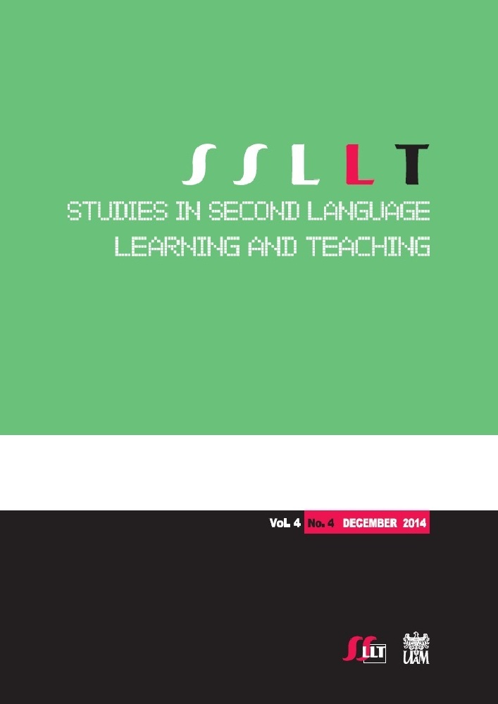 Journal cover Studies in Second Language Learning and Teaching, volume 4, no. 4, year 2014