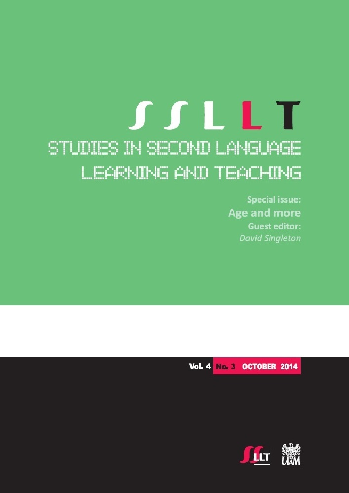 Journal cover Studies in Second Language Learning and Teaching, volume 4, no. 3, year 2014, title Special issue: Age and more