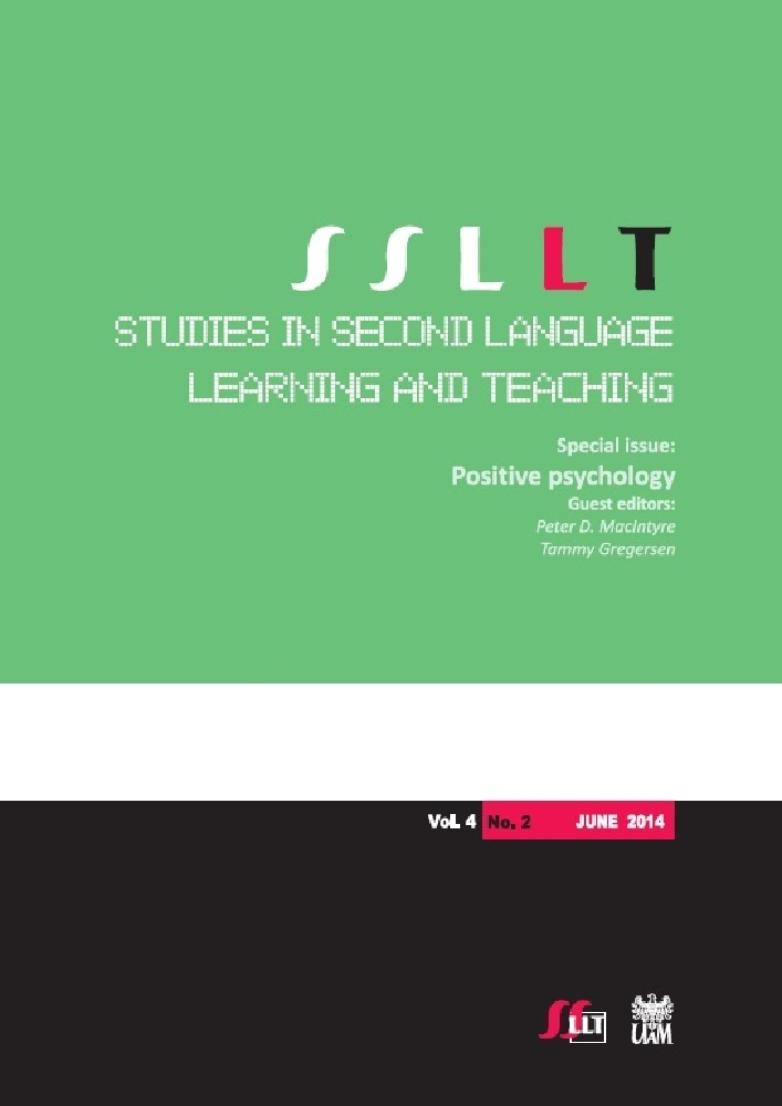 Journal cover Studies in Second Language Learning and Teaching, volume 4, no. 2, year 2014, title Special issue: Positive psychology