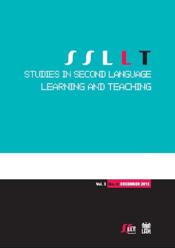 Journal cover Studies in Second Language Learning and Teaching, volume 3, no. 4, year 2013