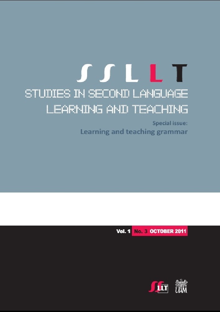 Journal cover Studies in Second Language Learning and Teaching, volume 1, no. 3, year 2011, title Special issue: Learning and teaching grammar