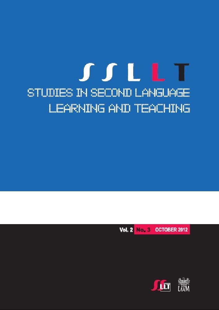Journal cover Studies in Second Language Learning and Teaching, volume 2, no. 3, year 2012