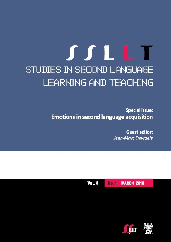 Journal cover Studies in Second Language Learning and Teaching, volume 8, no. 1, year 2018, title Special issue: Emotions in second language acquisition