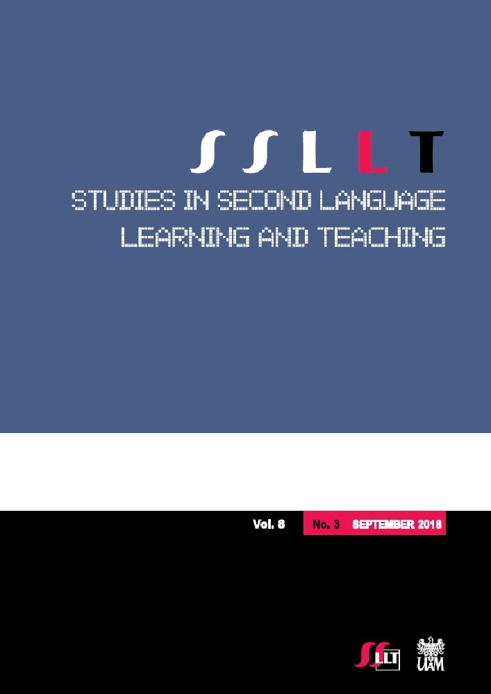 Journal cover Studies in Second Language Learning and Teaching, volume 8, no. 3, year 2018