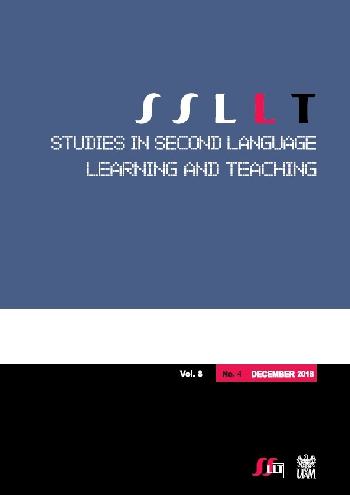 Journal cover Studies in Second Language Learning and Teaching, volume 8, no. 4, year 2018