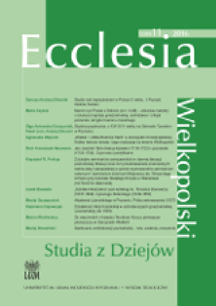Okładka czasopisma Ecclesia. Studia z Dziejów Wielkopolski, nr 11, rok 2016