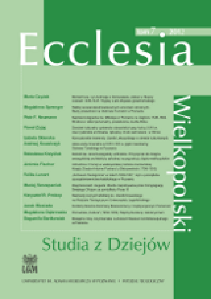 Okładka czasopisma Ecclesia. Studia z Dziejów Wielkopolski, nr 7, rok 2012