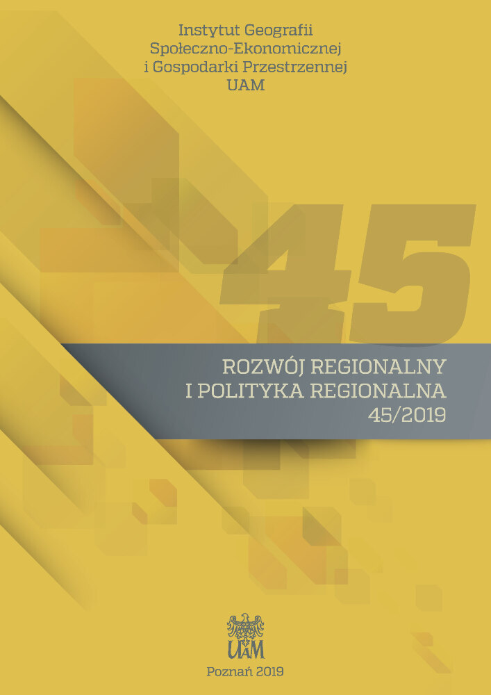 Okładka czasopisma Rozwój Regionalny i Polityka Regionalna, nr 45, rok 2019
