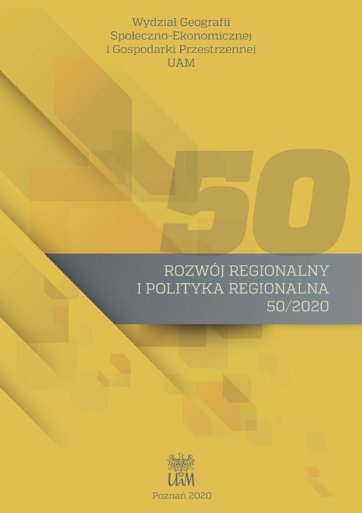 Okładka czasopisma Rozwój Regionalny i Polityka Regionalna, nr 50, rok 2020