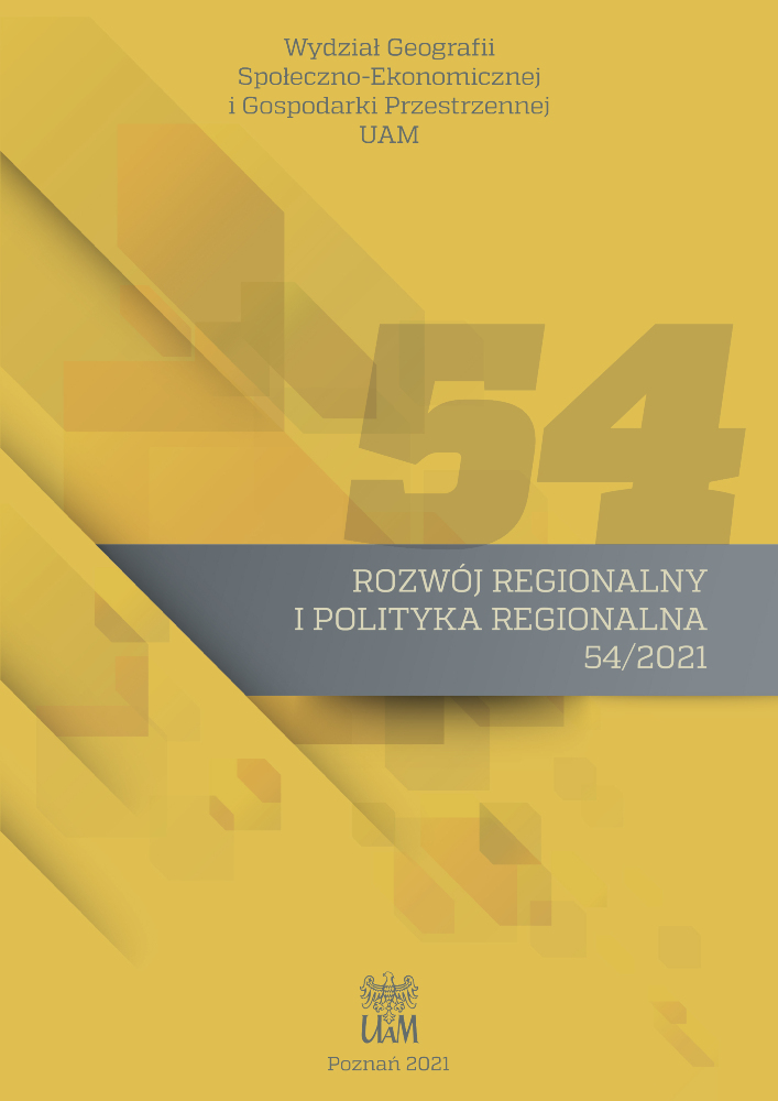 Okładka czasopisma Rozwój Regionalny i Polityka Regionalna, nr 54, rok 2021
