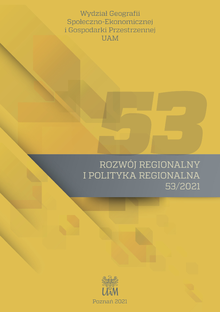 Okładka czasopisma Rozwój Regionalny i Polityka Regionalna, nr 53, rok 2021