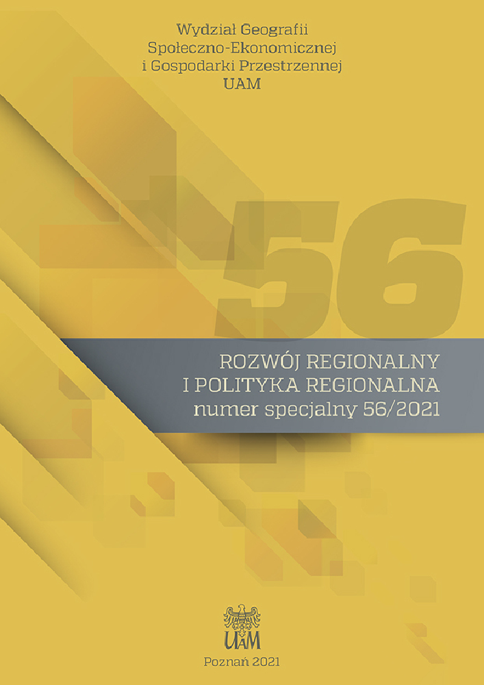 Okładka czasopisma Rozwój Regionalny i Polityka Regionalna, nr 56, rok 2021, tytuł Numer specjalny