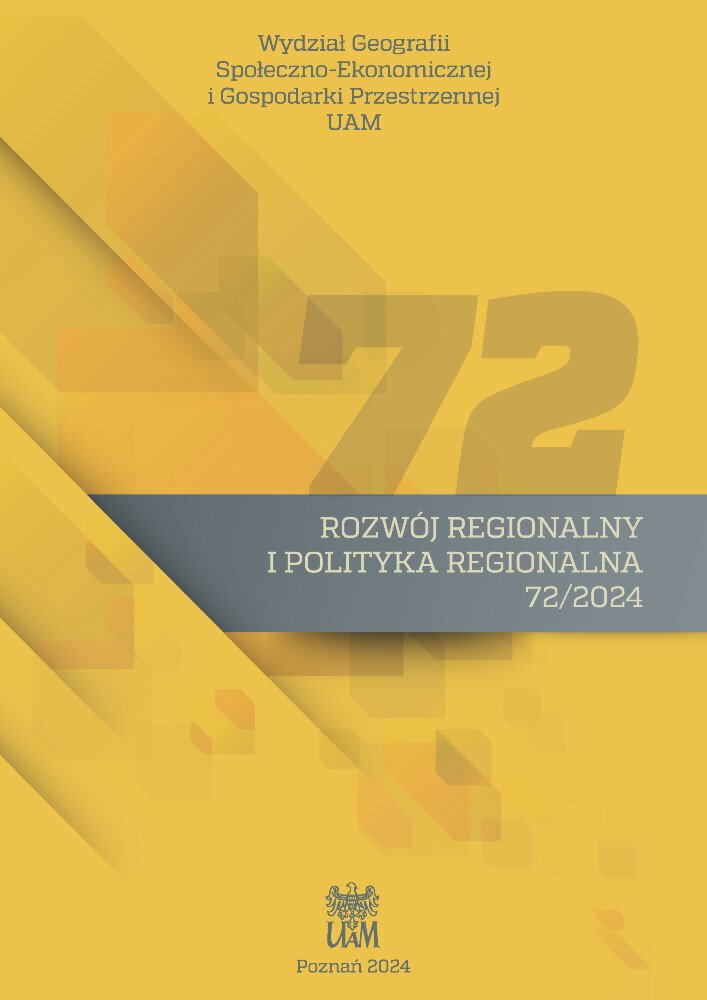 Okładka czasopisma Rozwój Regionalny i Polityka Regionalna, nr 72, rok 2024