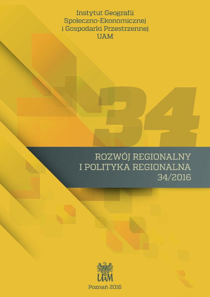 Okładka czasopisma Rozwój Regionalny i Polityka Regionalna, nr 34, rok 2016