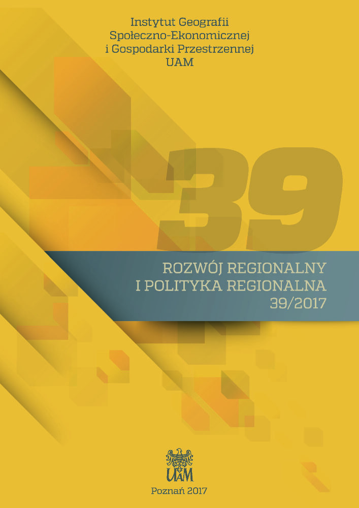 Okładka czasopisma Rozwój Regionalny i Polityka Regionalna, nr 39, rok 2017
