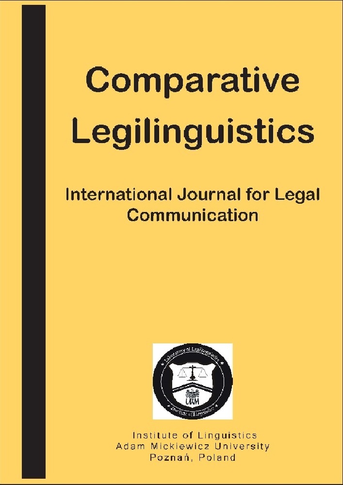 Journal cover Comparative Legilinguistics, volume 44, year 2020