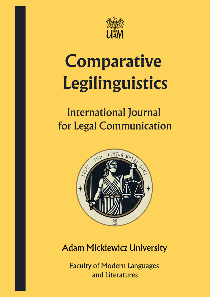 Okładka czasopisma Comparative Legilinguistics