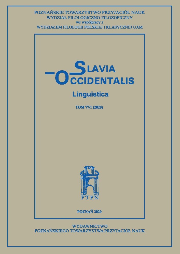 Okładka czasopisma Slavia Occidentalis, nr 77/1, rok 2020