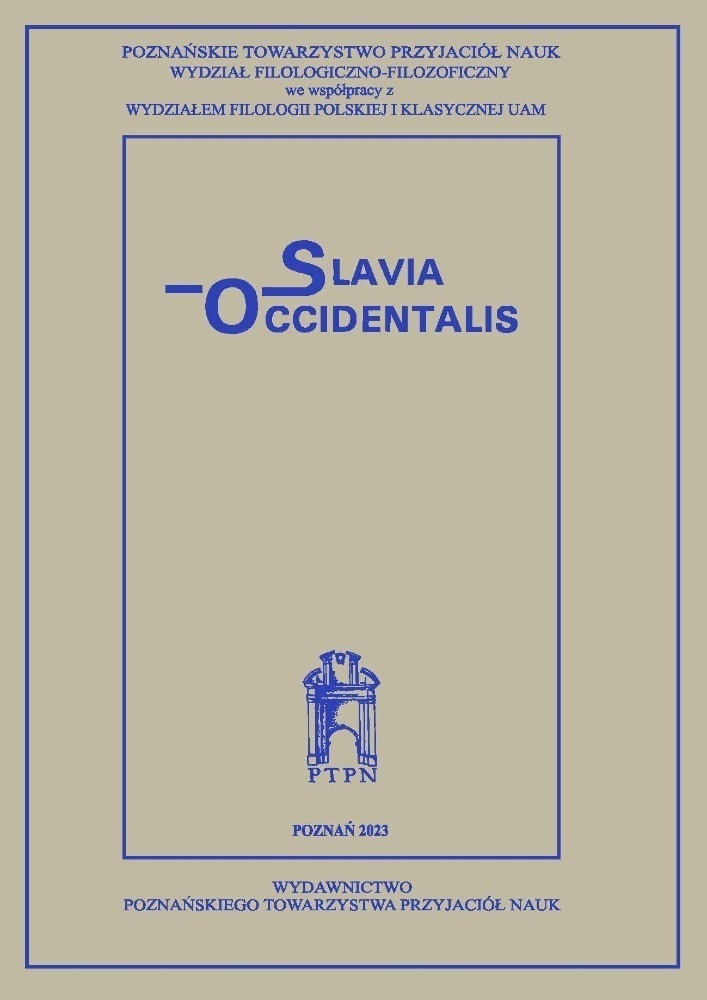 Okładka czasopisma Slavia Occidentalis, nr 72/2, rok 2015