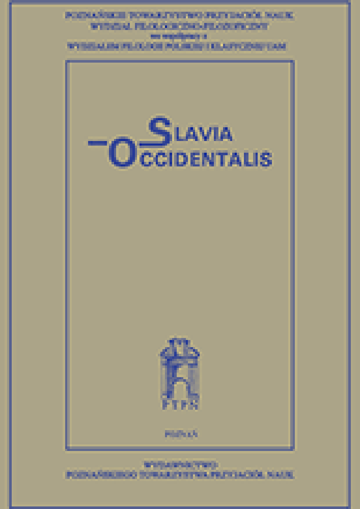 Okładka czasopisma Slavia Occidentalis