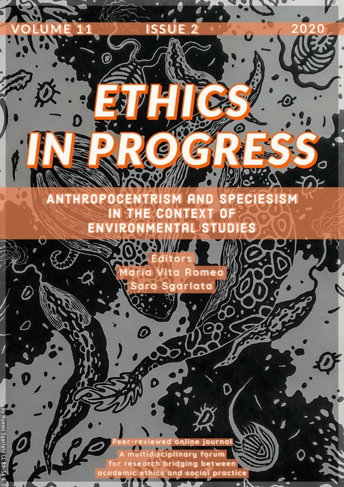 Journal cover ETHICS IN PROGRESS, volume 11, no. 2, year 2020, title Anthropocentrism and Speciesism in the Context of Environmental Studies